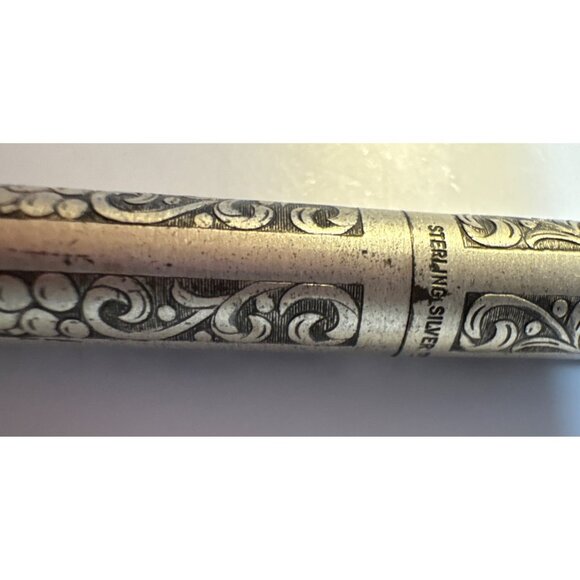 Vintage Sheaffer Pen Sterling Silver Engraved Grape Floral Design USA - Picture 4 of 9